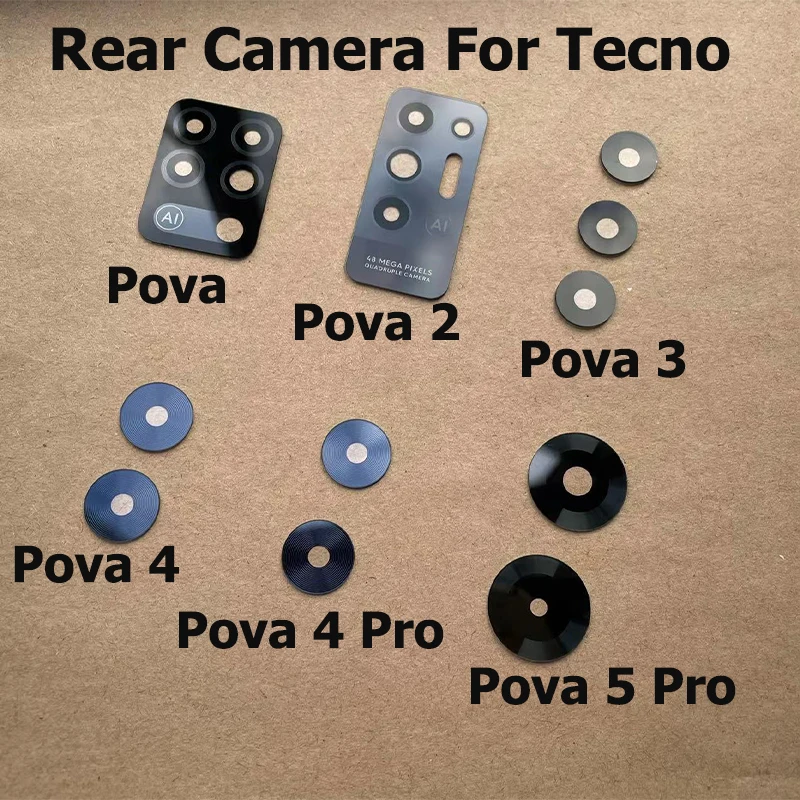 Camera Lens For Tecno Pova 2 Back Rear Camera Glass With Adhesive Sticker For Pova 3 4 5 Pro Repair Parts