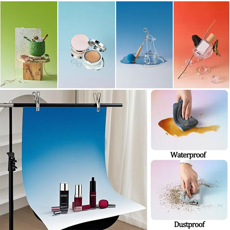 التدرج اللون صور الخلفيات 57*87 سنتيمتر 2 الوجهين التصوير خلفيات مقاومة للماء منتجات الاستوديو التصوير خلفيات الدعائم