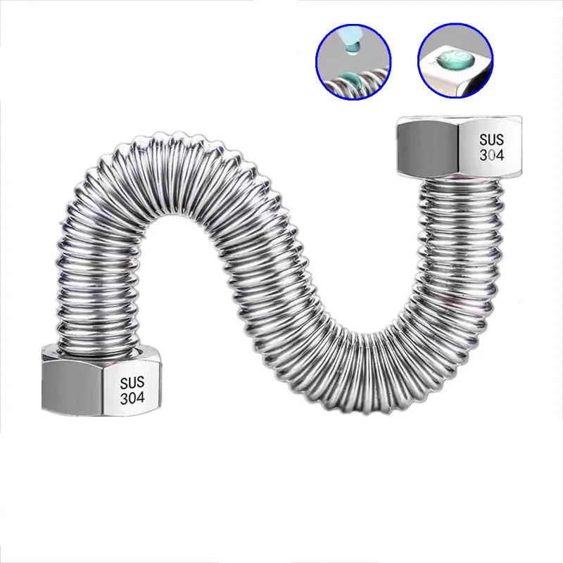 G3/4 "304 aço inoxidável mangueira de alimentação ondulada aquecedor de água conector tubo de encanamento tubo de mangueira engrossado tubo de mangueira extensível