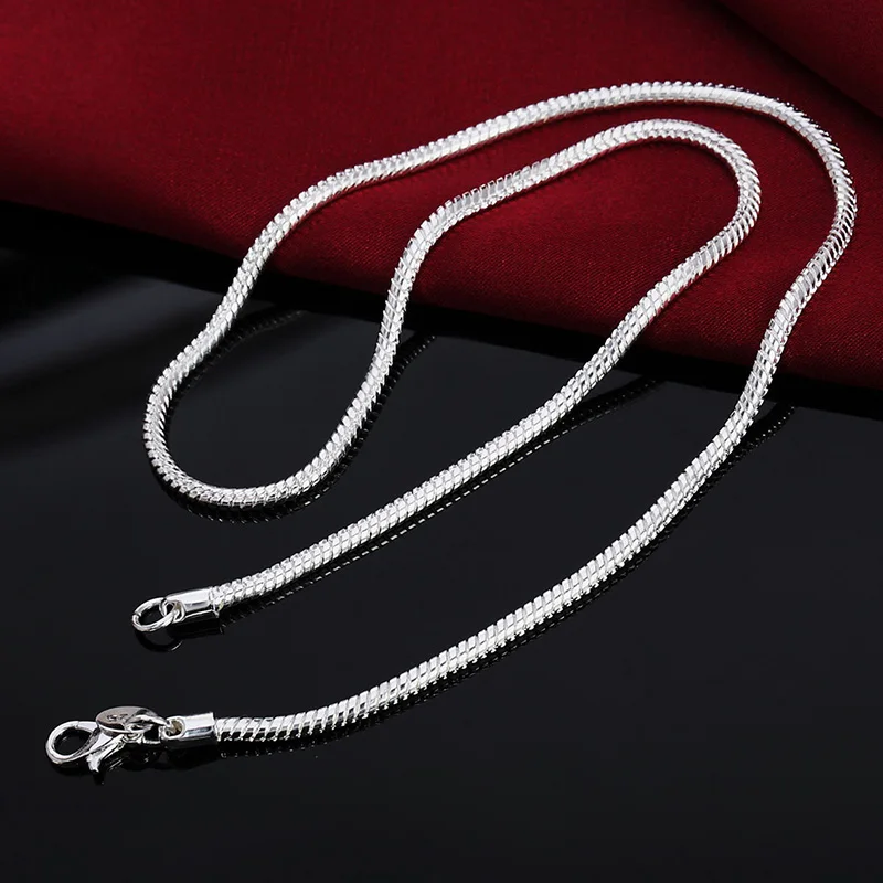 Collier en argent Sterling 925 avec pendentif, 40-75cm, 1MM/2MM/3MM, chaîne serpent solide, pour hommes et femmes, bijoux à la mode, livraison gratuite