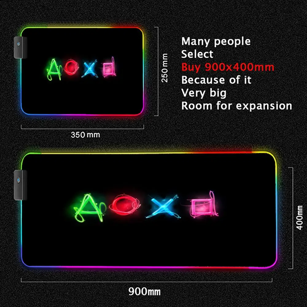 Neon gameconsole Muismat RGB-toetsenbordhoes Kleurrijke muismat LED-licht E-sport Muismat Computer Gamer Glow Lange bureaumat