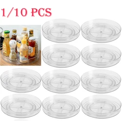 1-10Pcs Clear Turntable Storage Tray Multifunctional Spice Rack Cosmetic Storage Tray Cabinet Refrigerator Kitchen Storage Rack