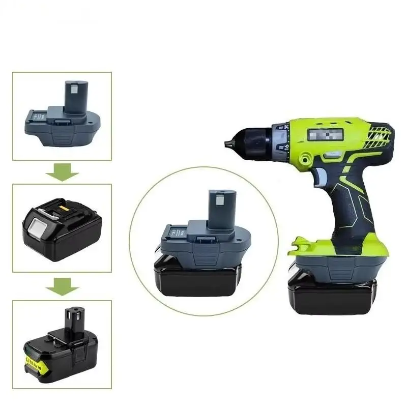 Adapter DM18RL MT20RNL BPS18RL for Makita/DL/Milwaukee/Black Decker/Porter-Cable Stanley Li-ion Battery For RYOBI 18V Tool