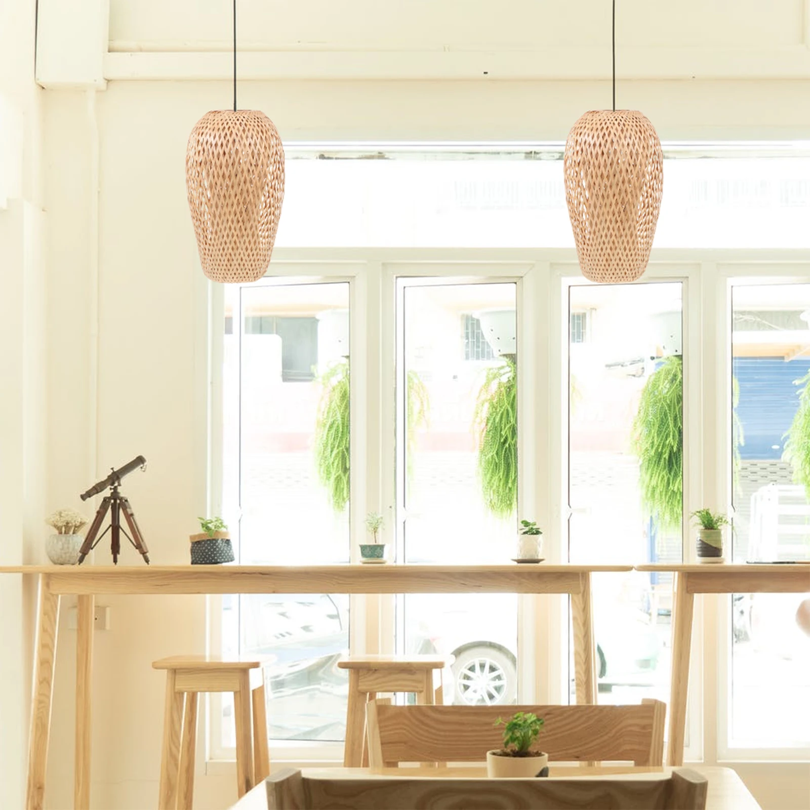 

Bamboo Woven Lampshade 4.2CM Hole Rattan Ceiling Light Cover Japanese Style Pendant Decor Bamboo Cover Lighting