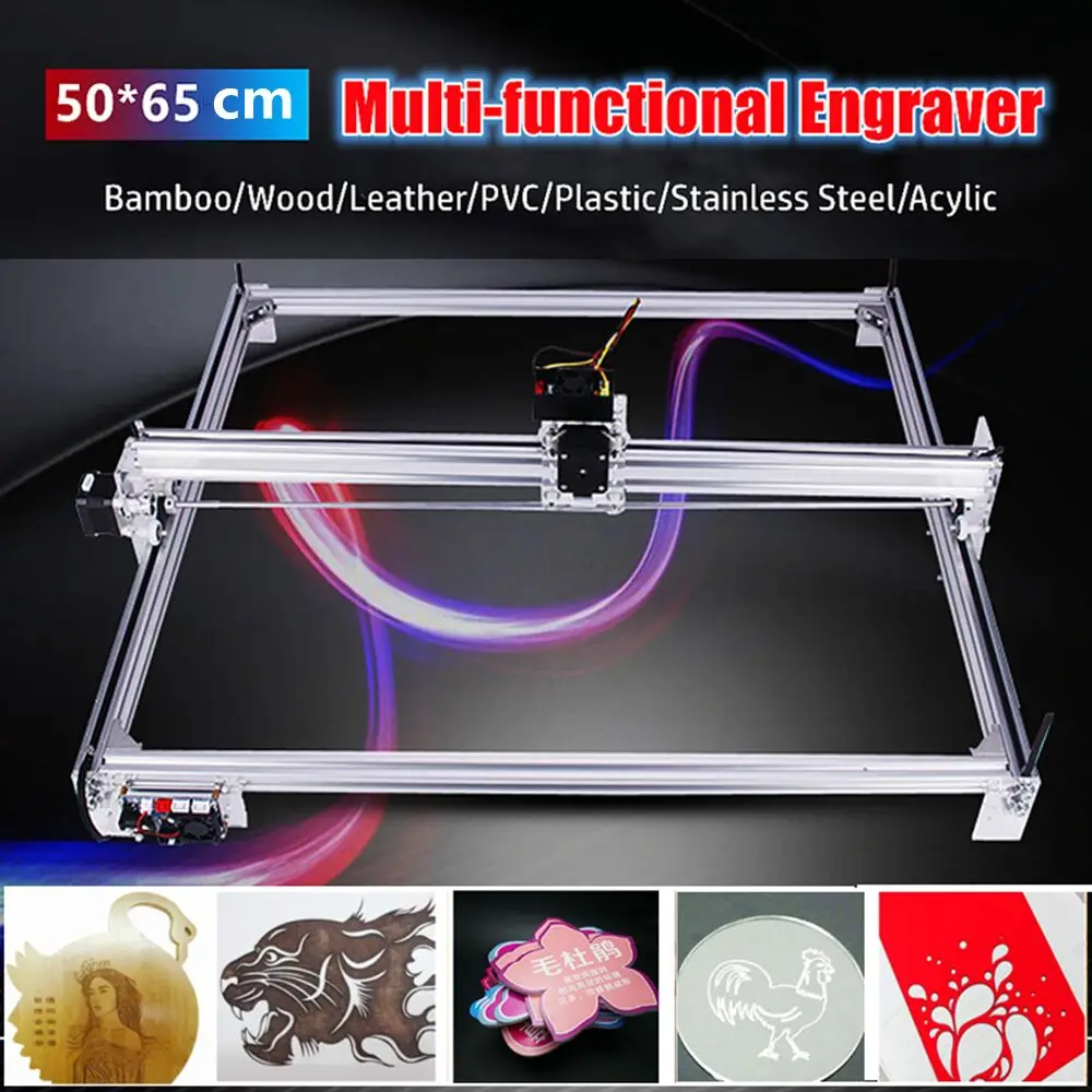 CNC6550 Desktop Laser Cutting Engraving Machine 65x50cm Stainless Steel Wood Leather Plastic Glass Acrylic Workbench