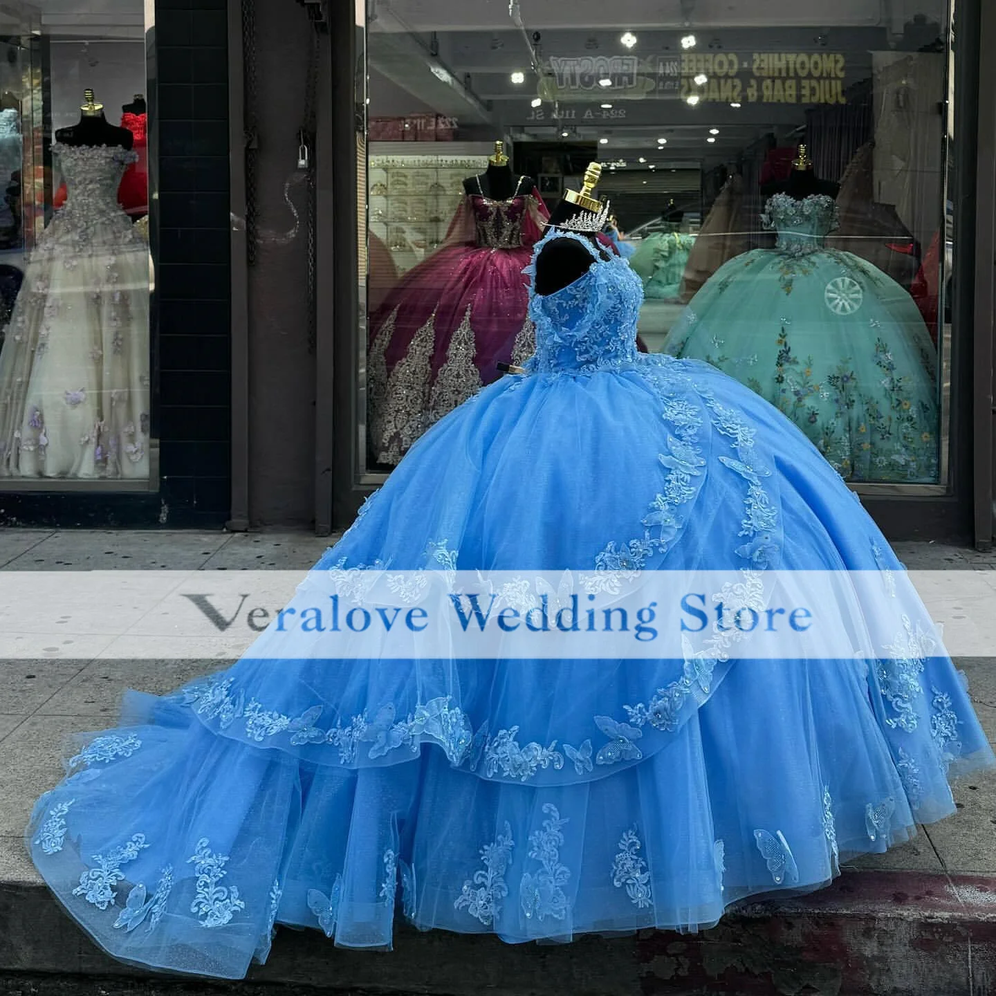 Vestido elegante De quinceañera, traje azul con hombros descubiertos, apliques dulces 16, para graduación, 15 Años, 2024