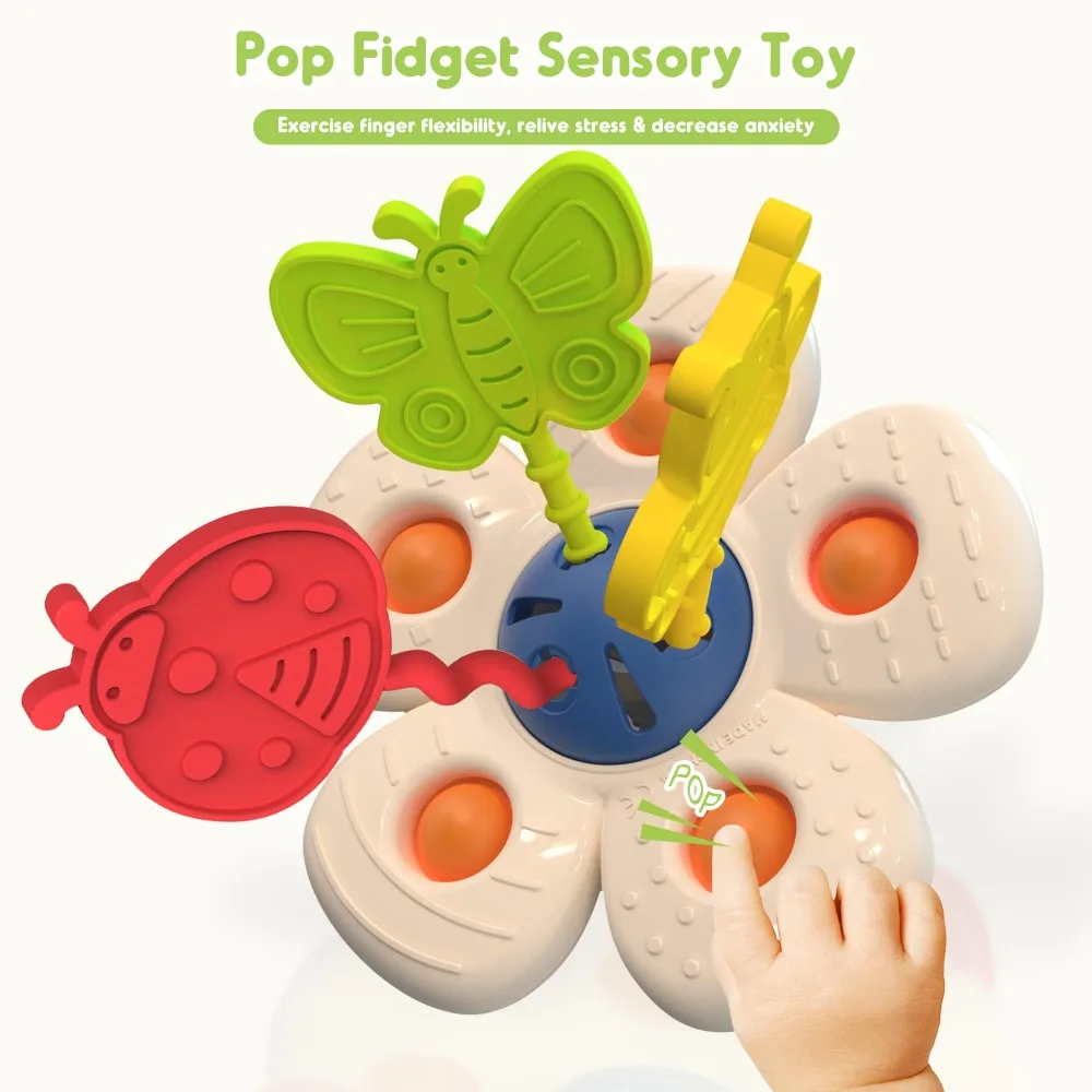 Giocattoli sensoriali per bambini per uso alimentare Educazione precoce Morbido silicone Neonato Giocattoli da masticare Tromba Fiori Giocattoli da viaggio per bambini For1-2 anni