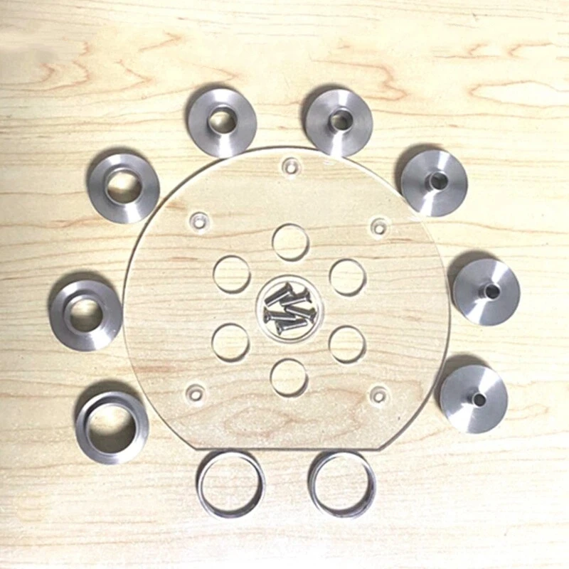 

Set of Round Base Plate + 10PCS 304SS or Aluminum Alloy Router Template Guide Bushings With Drilled Holes For Makita RP2301FC