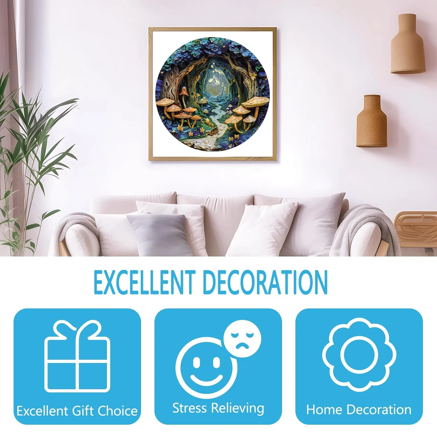 Bospad houten puzzel, speelgoedpuzzel met hoge moeilijkheidsgraad, concentratietraining voor volwassenen, woondecoratie