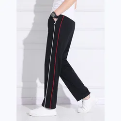 Black Unisex New Track Pants Casual Sweatpants mens Striped Bastic Trousers Straight Pants Joggers Simple Work Pants