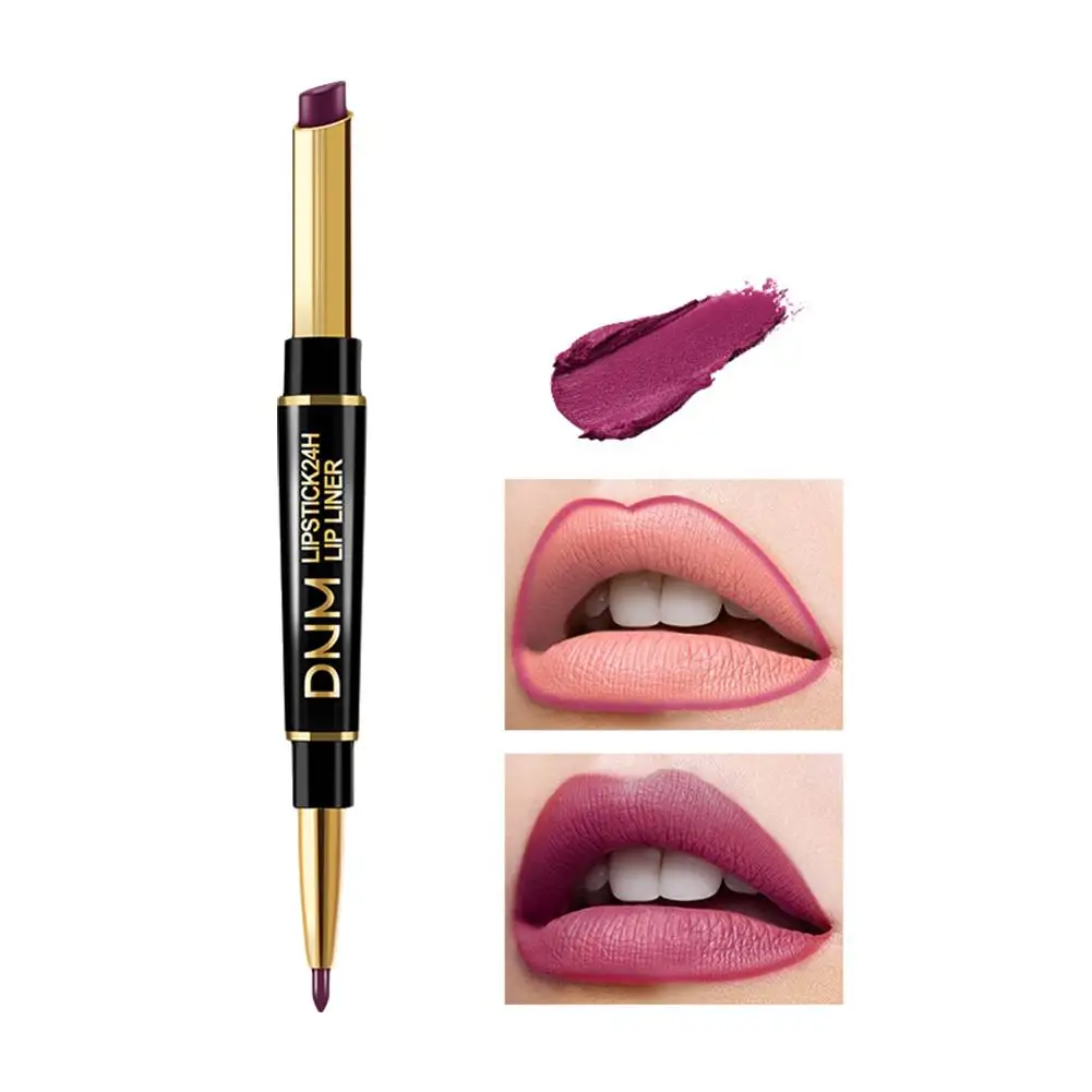 Matita per rossetto per trucco labbra a doppia testa a 12 colori matita per rossetto opaco impermeabile penna Stick per tinta labbra di bellezza rossa lunga durata Sexy V6Z7