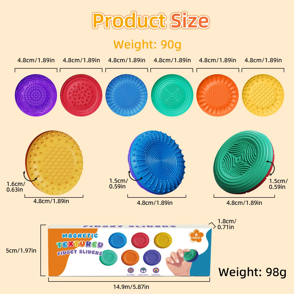 Juguetes magnéticos para adultos y niños, juguetes sensoriales texturizados para autismo, alivio de la ansiedad, deslizadores silenciosos para el estrés