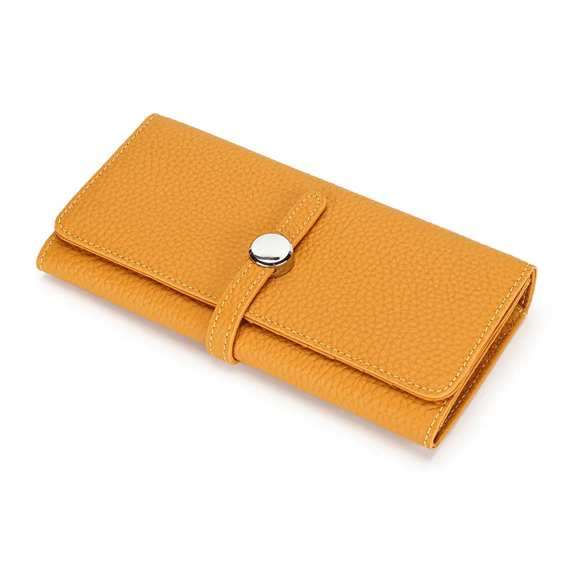 Echtes Leder lange Frauen große Kapazität Brieftaschen weiches Rindsleder weibliche Clutch Telefon Tasche schlanke Geldbörse elegante Karten halter