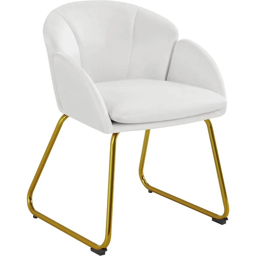 

Modern Velvet Vanity Chair Armchair, Flower Shaped Makeup Chair with Golden Metal Legs for Living Room/Makeup