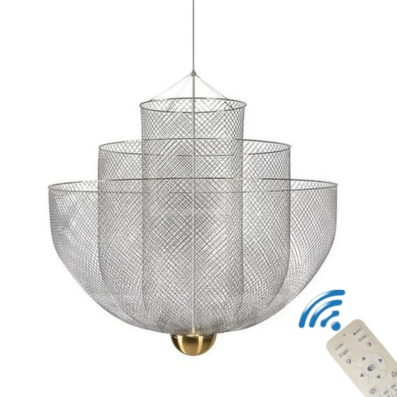 Modern Grid LED Iron Cage Pendant Light, Sala de estar e sala de jantar Teto Pendant Light, Minimalista Decorativa Pendant Light