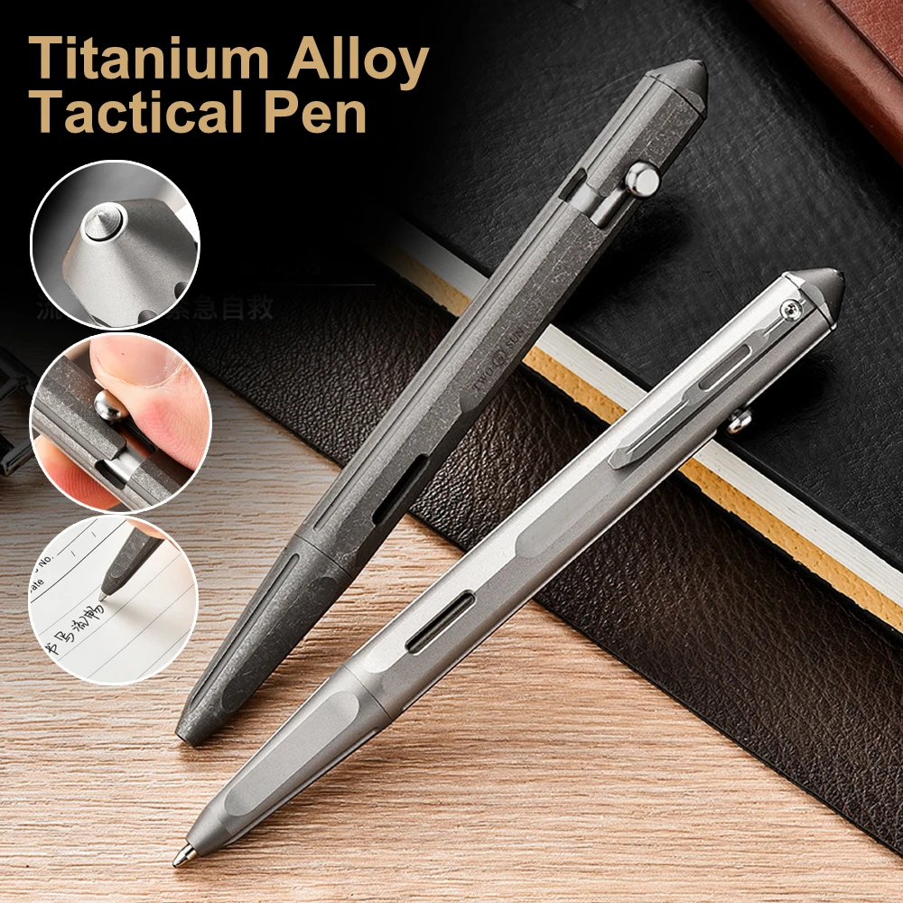 Titanium Alloy Tactical Pen, Tungsten Steel Cone Head Breaking Window Survival Multifunctional Portable Bolt Writing Pen，A1626