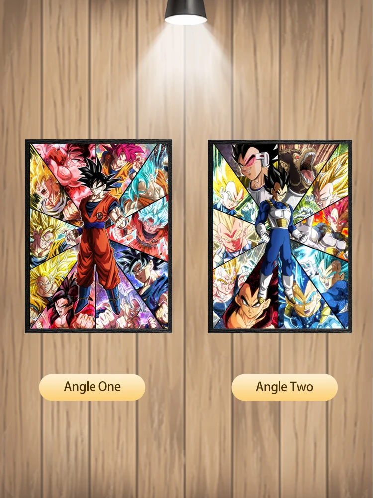 Anime 3D Lenticular Posters Flip Gradient Print Dragon Ball Goku Toys Bed Room Decor Birthday Gift Wall Art(Without Frame)