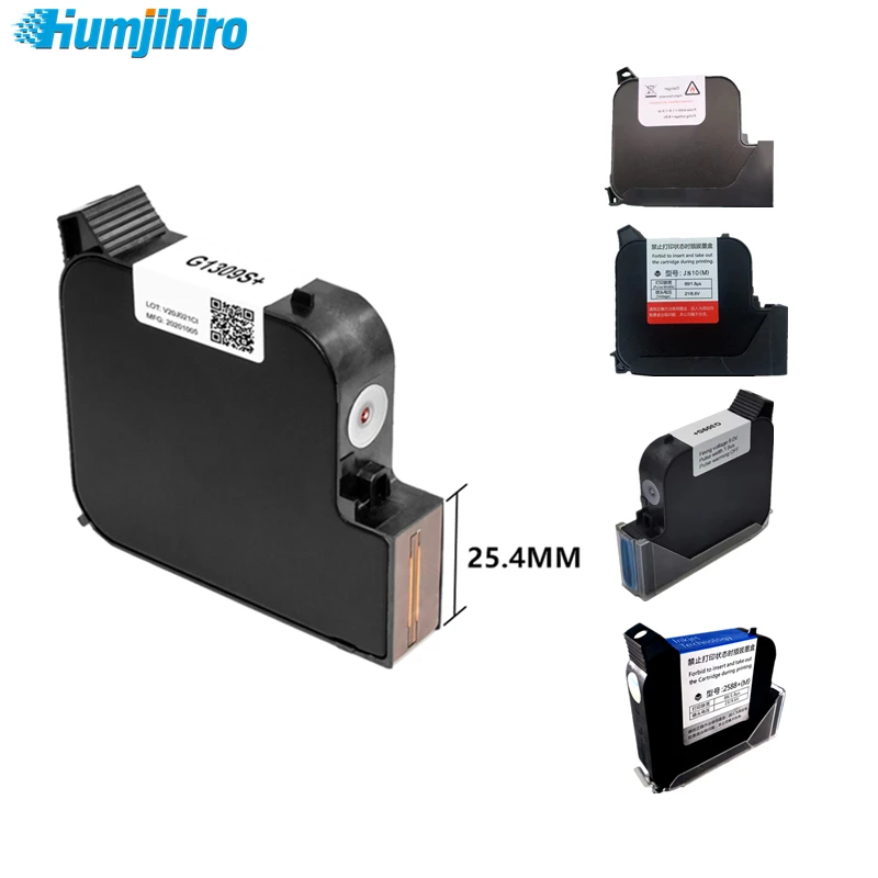 HUMJIHIRO 25.4mm White Black G1309S+/308S/G309S/2588 Quick-drying Solvent Ink Cartridge Handheld Inkjet Printer Ink Cartridge