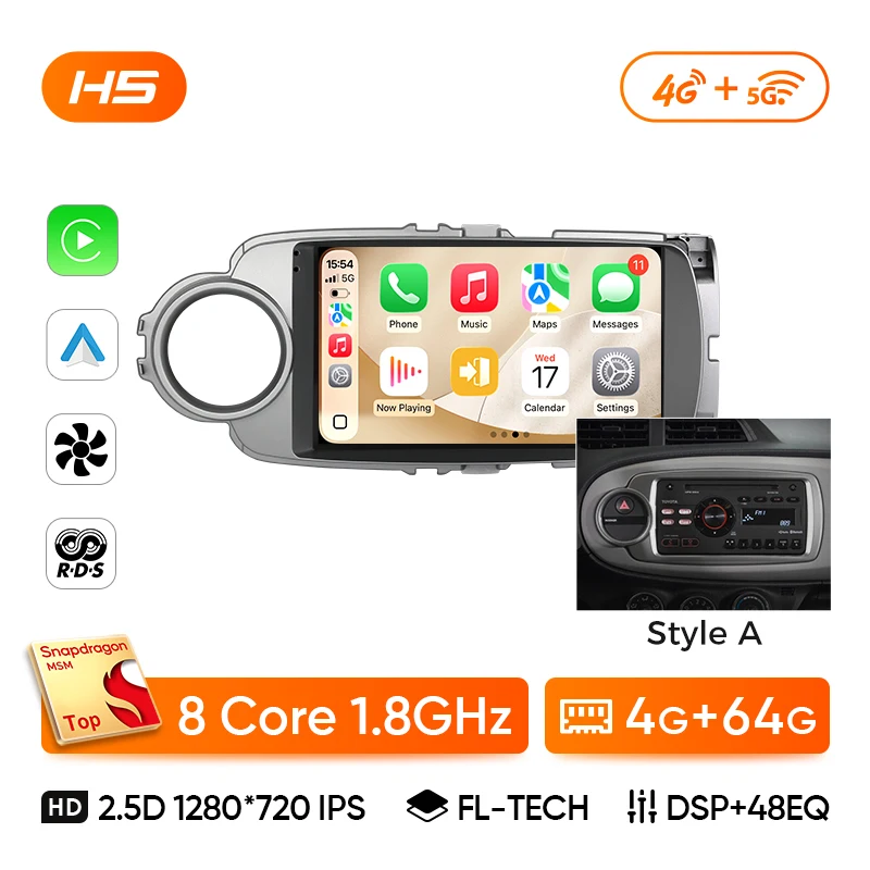 Ainavi Car Radio Multimedia Player For Toyota Yaris 2012 2013 2014 2015 2016 2017 Android 12 Auto Wireless Carplay DSP 48EQ 2Din image 3