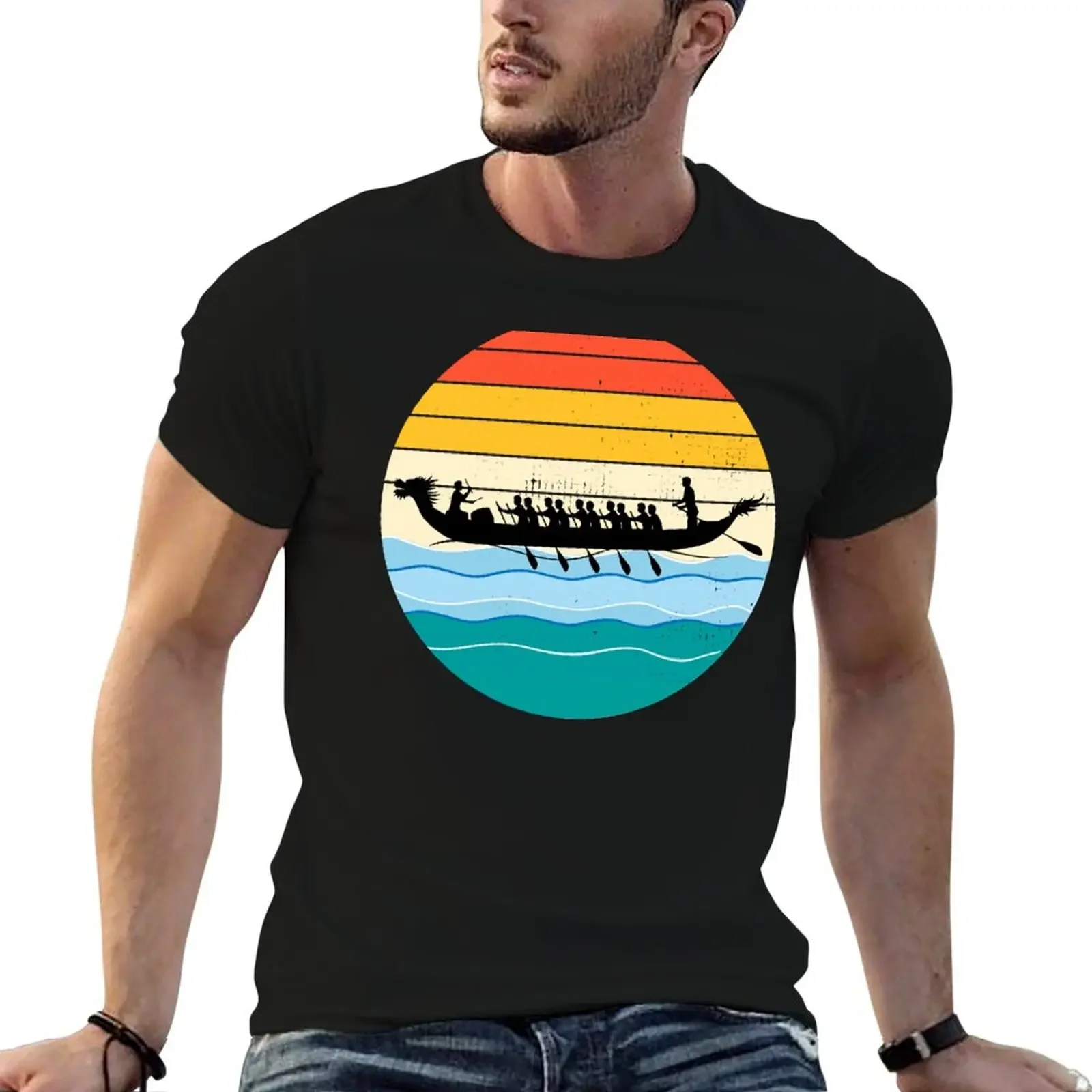 Vintage Retro Dragon Boat Racing Crew Paddlers Water Sports T-Shirt boys whites plus size tops mens champion t shirts