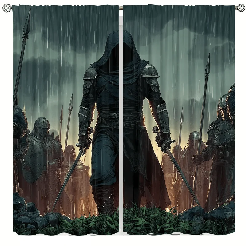 Dark Night Knight background curtain, installed with pocket rods, suitable for bedrooms, living rooms, balconies, and decoration