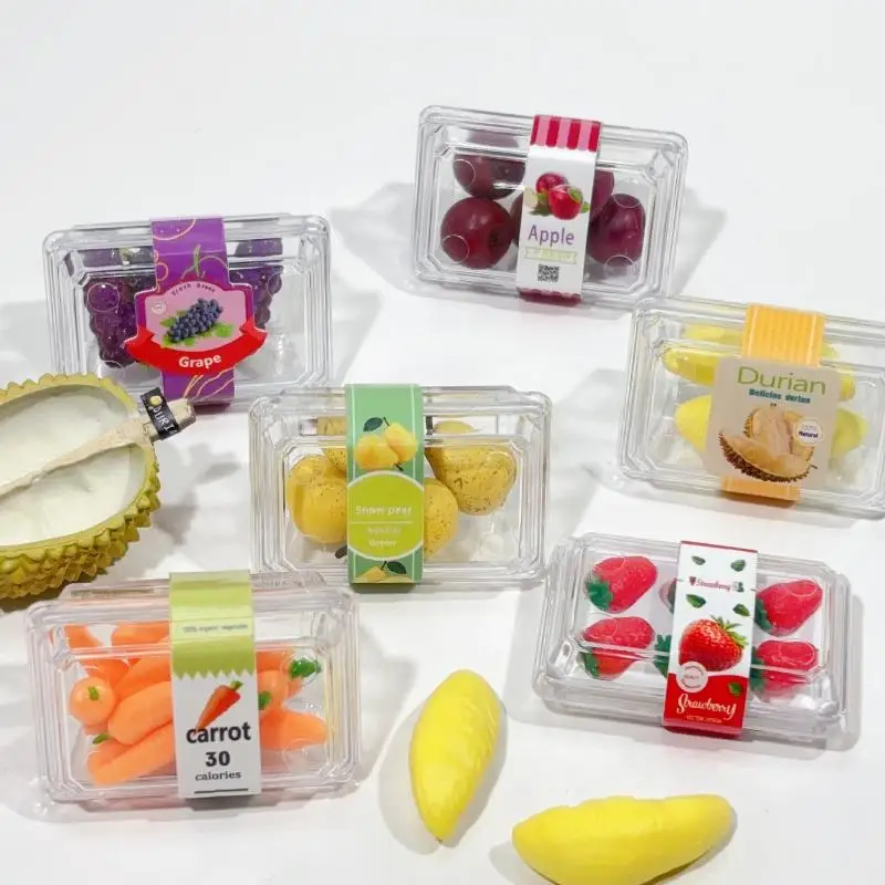 1 Set Miniatur-Lebensmittel Supermarkt-Gemüse und Obst mit transparenter Box 1/6 Puppenhaus-Zubehör Spielzeug