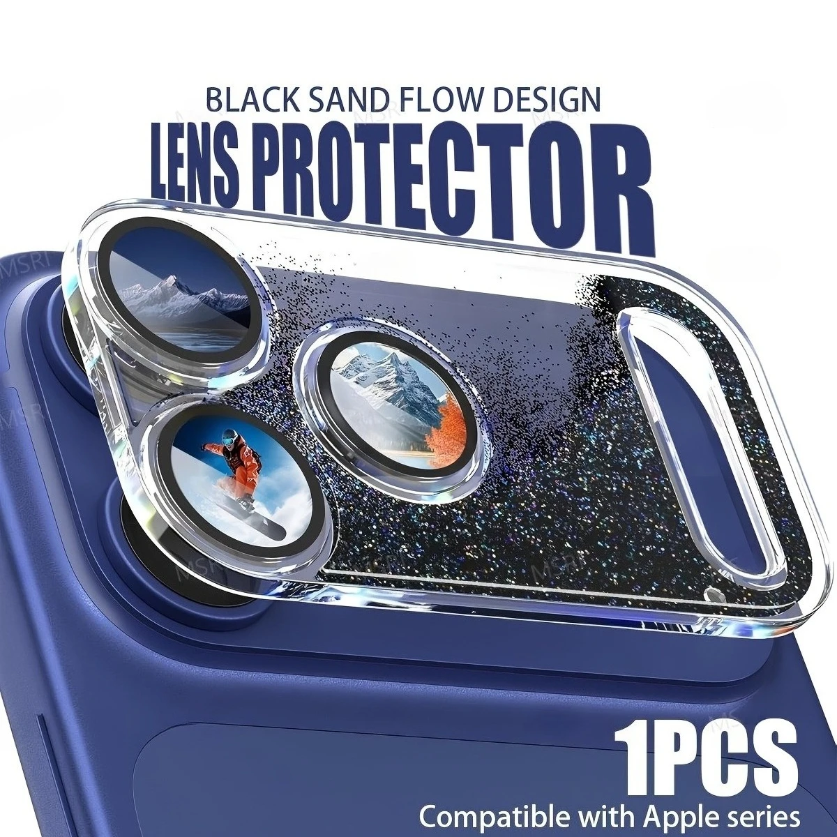 

Colorful Liquid Sand Glitter Sparkling Ring Lens Protective Film for IPhone 17 Pro Max 17Pro Full Coverage Back Anti-scratch Cap