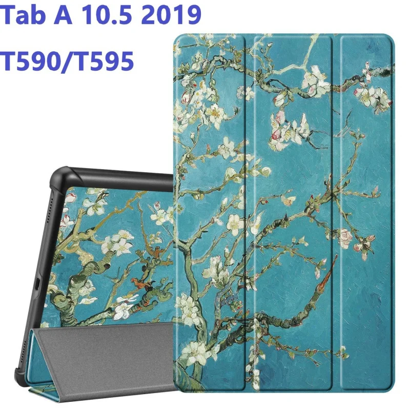 Folio Case for Samsung Tab A 10.5 T590 T595 2019, Tri-fold Smart Cover with Auto Sleep/Wake, Artistic Patterns