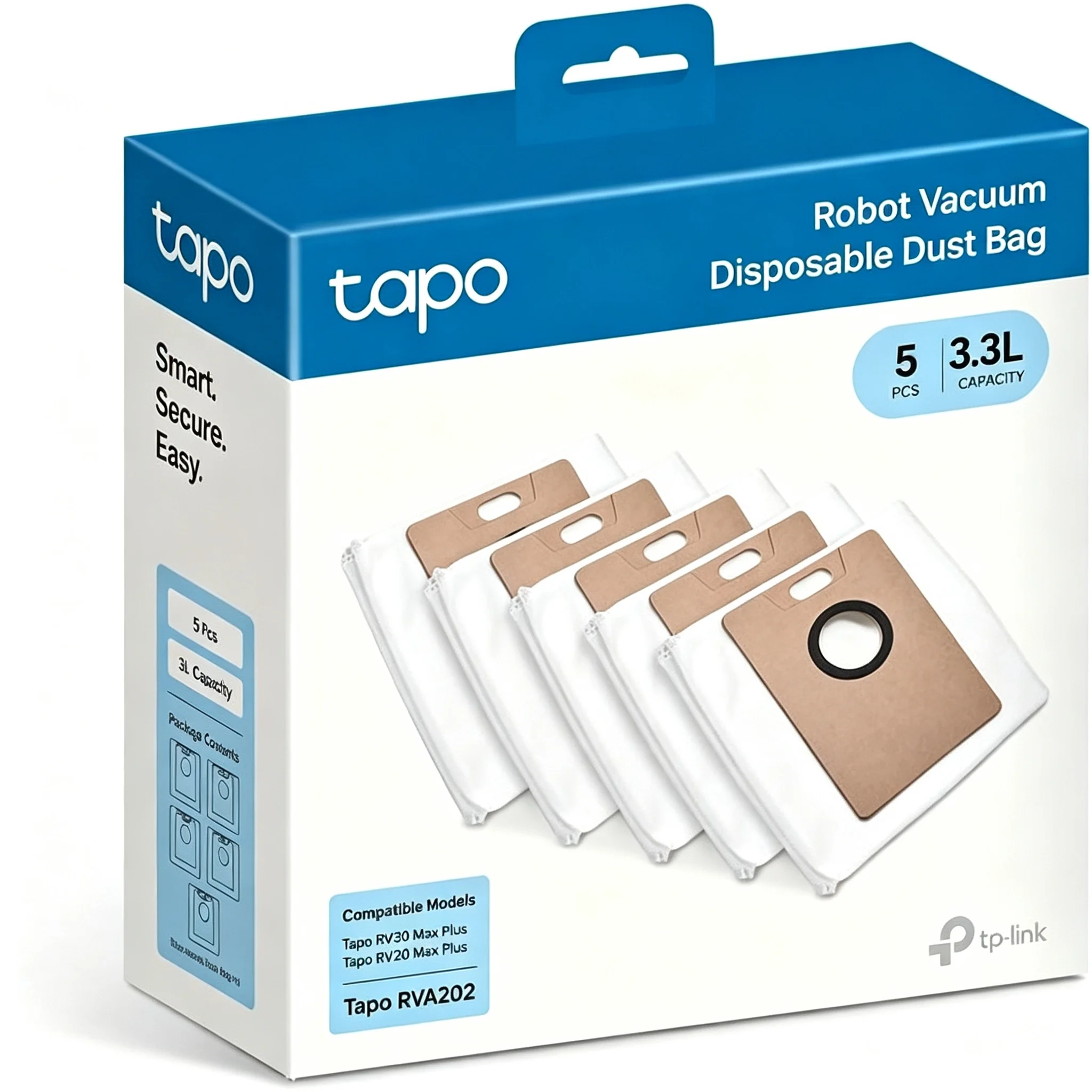 Original Tapo Dust Bag – 5x3.3L Disposable Dust Bags, Compatible with  RV30 Max Plus Gen2/ RV30 Max Plus / RV20 Max Plus