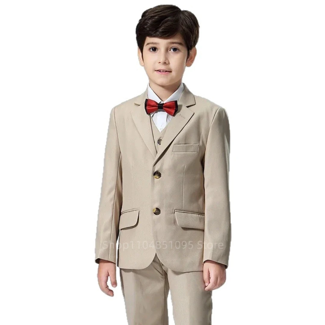 

Khaki 3PCS Boy Suits 2yrs to 18yrs Kid Wedding Outfit Easter Church School Ceremony Piano Performance Birthday Gift Clothes Set
