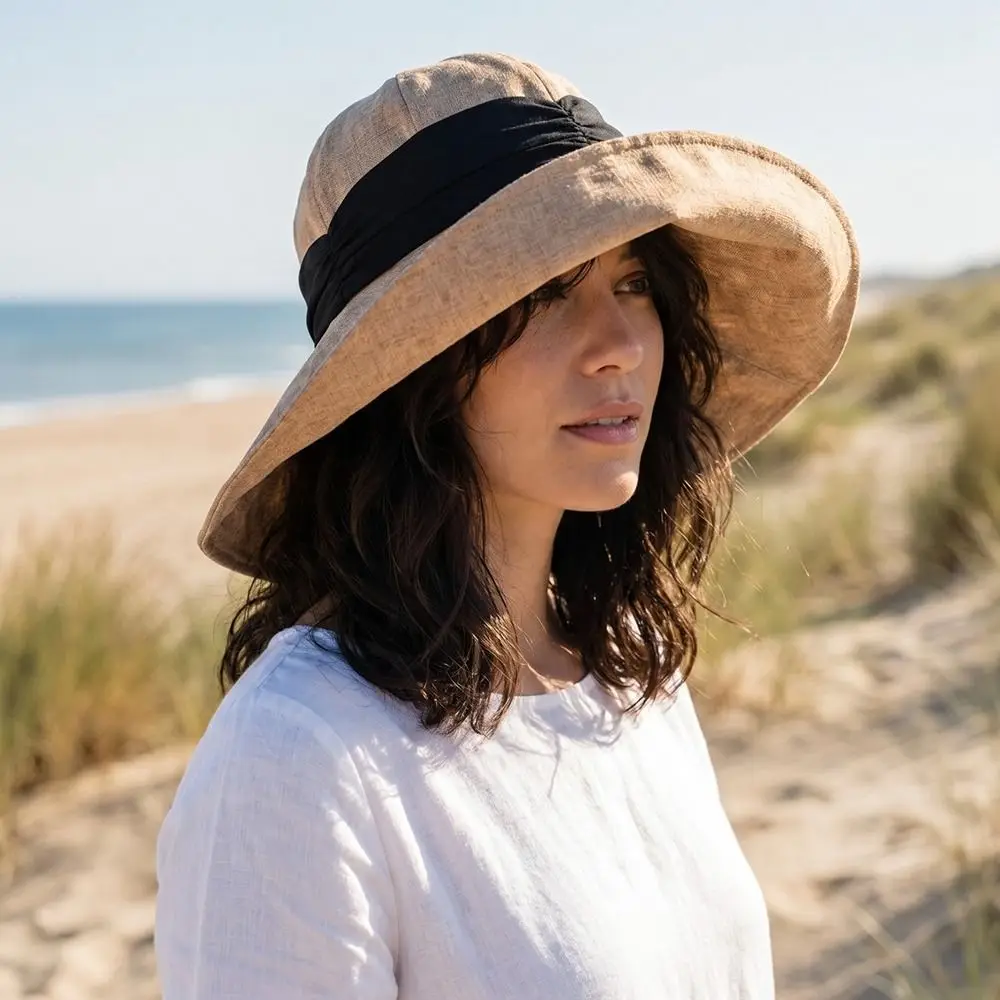 

Portable Solid Color Cotton Linen Fisherman Hat Cotton Linen Wide Brim Sunshade Hat Breathable Sun Protection Bucket Hat Outdoor