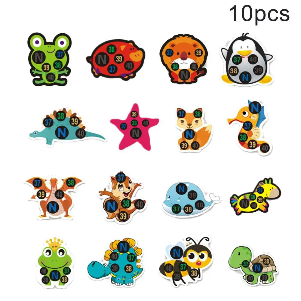 Randomly 10PCS/Pack Cartoon Thermometer Temperature Sticker Color Changing Baby Forehead Temperature Sticker Thermometer