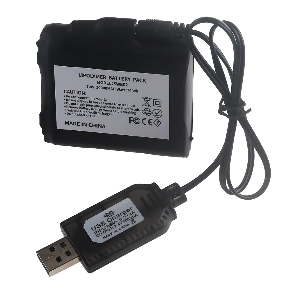 Winter Antifreeze Heating Battery 10000mAh 7.4V Heated Gloves Battery Polymer Lithium Battery for Heating Vest, Socks