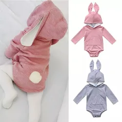 Autumn & Winter Baby Boys & Girls Children Clothes Cute Rabbit Long Sleeved Hoodie Romper Climbing Suits