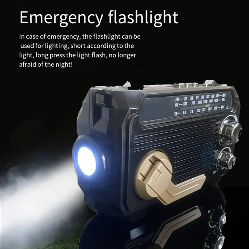 

A37T-3X Радио Ручная рукоятка Производство электроэнергии Солнечная зарядка Трехдиапазонная Bluetooth-карта Многофункциональное радио для воспроизведения MP3