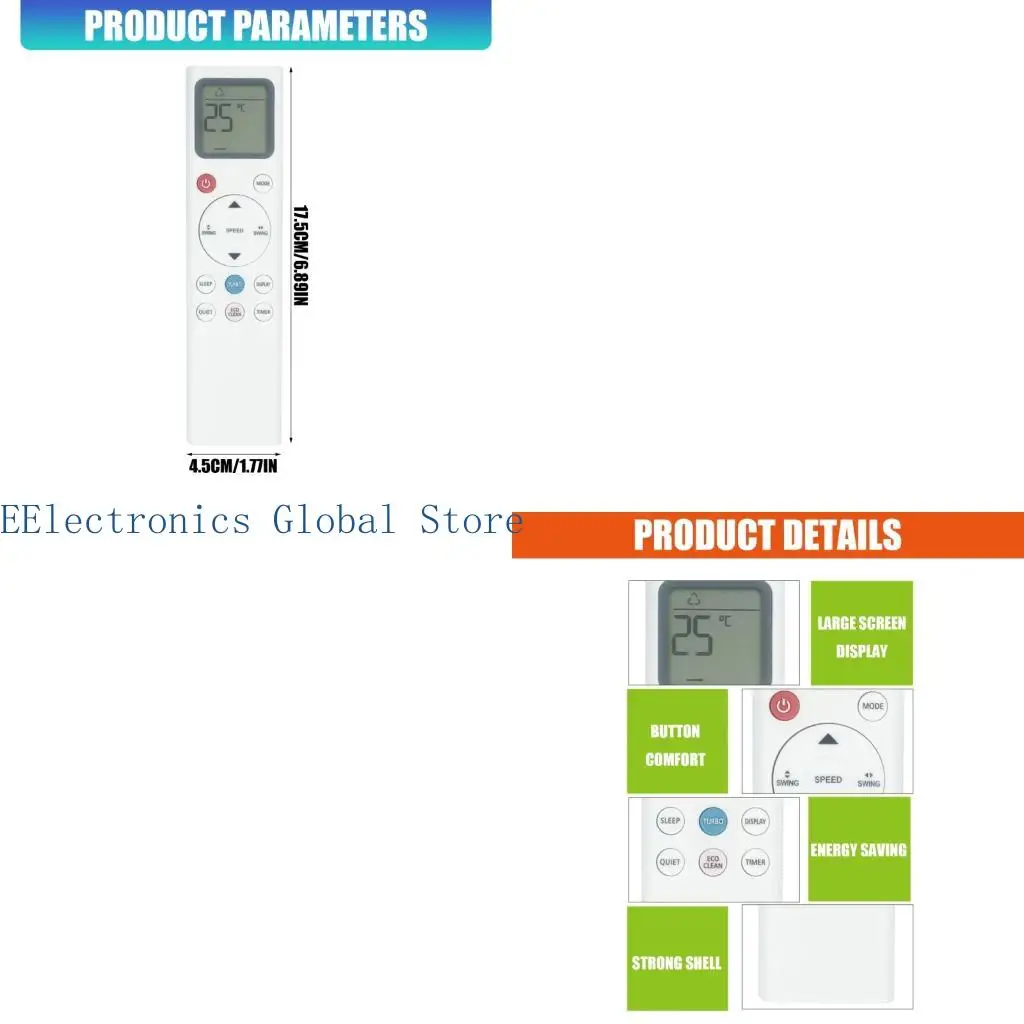 462B Universal Remote for RG331-1 Air Conditioner with Backlit Screen No Setups Need