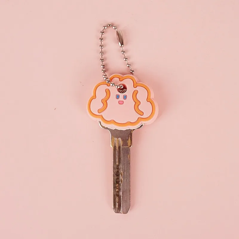 1Pc Silicone Key Ring Cap Head Cover Keychain Case Shell Dog Cat Animals Shape Lovely Jewelry Gift