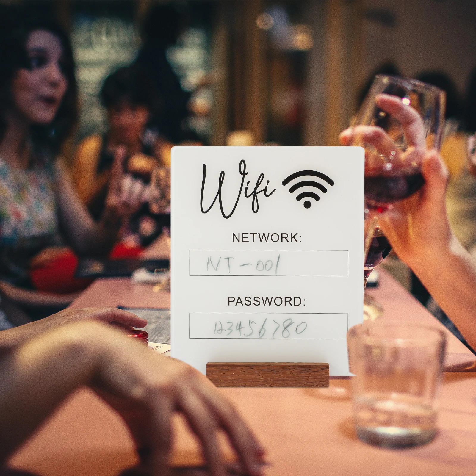 Acrylic Wifi Password Sign Clear Scratch-Resistant Desktop Display For Home Hotel Guest Room Desk Stand Network Coverage Sign
