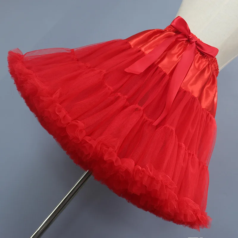 Venta al por mayor vestido rojo de Lolita enagua Jupon Tutu falda lolita vestido de fiesta rockabilly Pettico bodaat enagua Faldas crinolina