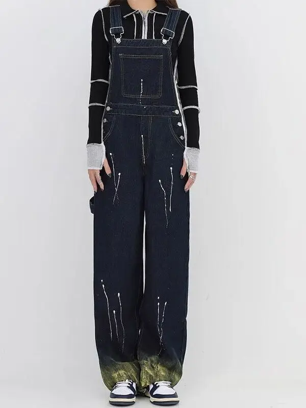 

Джинсовые комбинезоны против старения, женские весенне-осенние новые модные цельные брюки большого размера для полных сестер