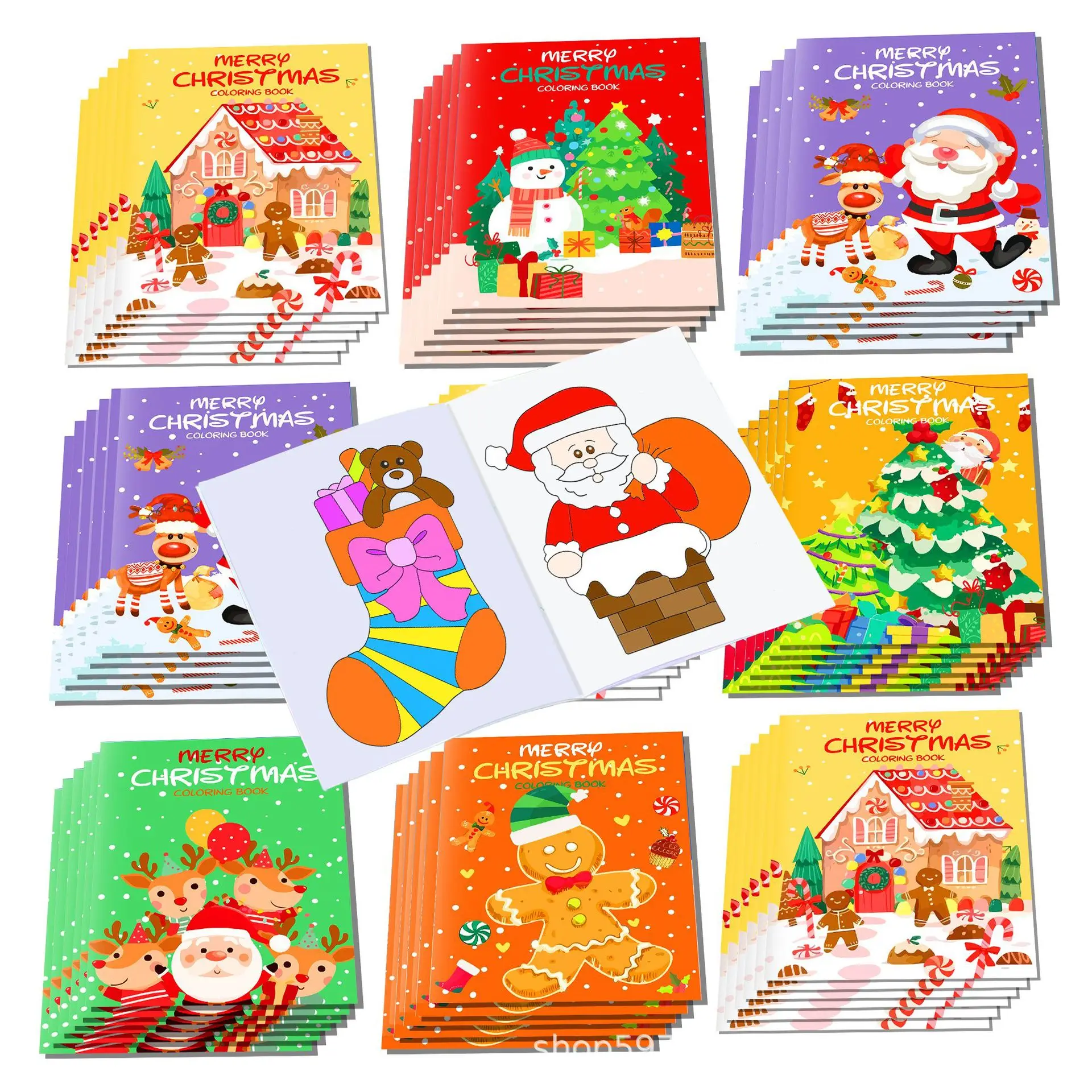 Two sets, Christmas diy colorful cartoon drawing books, picture book sets for Christmas gifts for kids