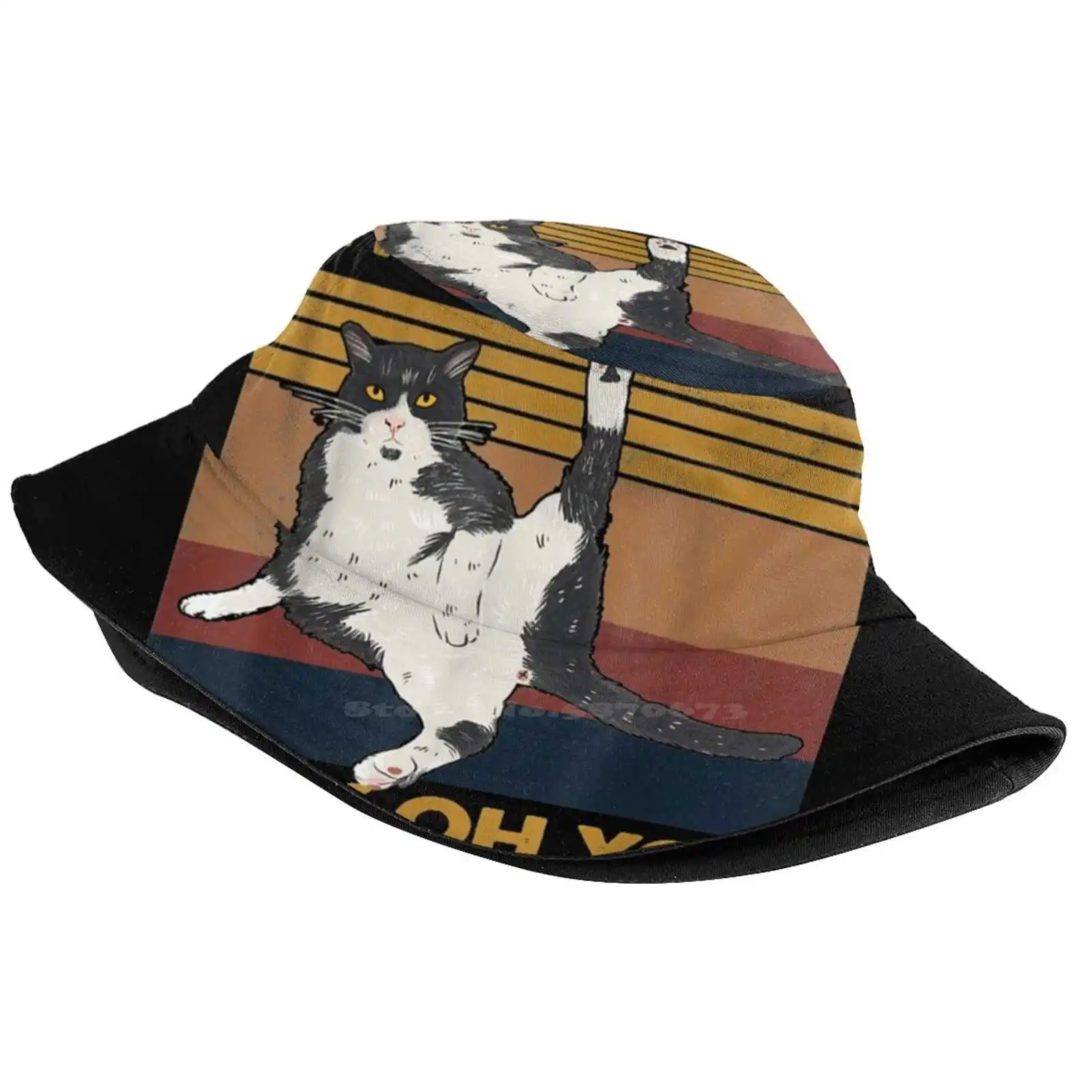 Eff You See Kay Why Oh You Cat Retro Vintage Korean Ladies Outdoor Sun Hat Bucket Cap Eff You See Kay Why Oh You Cat Retro