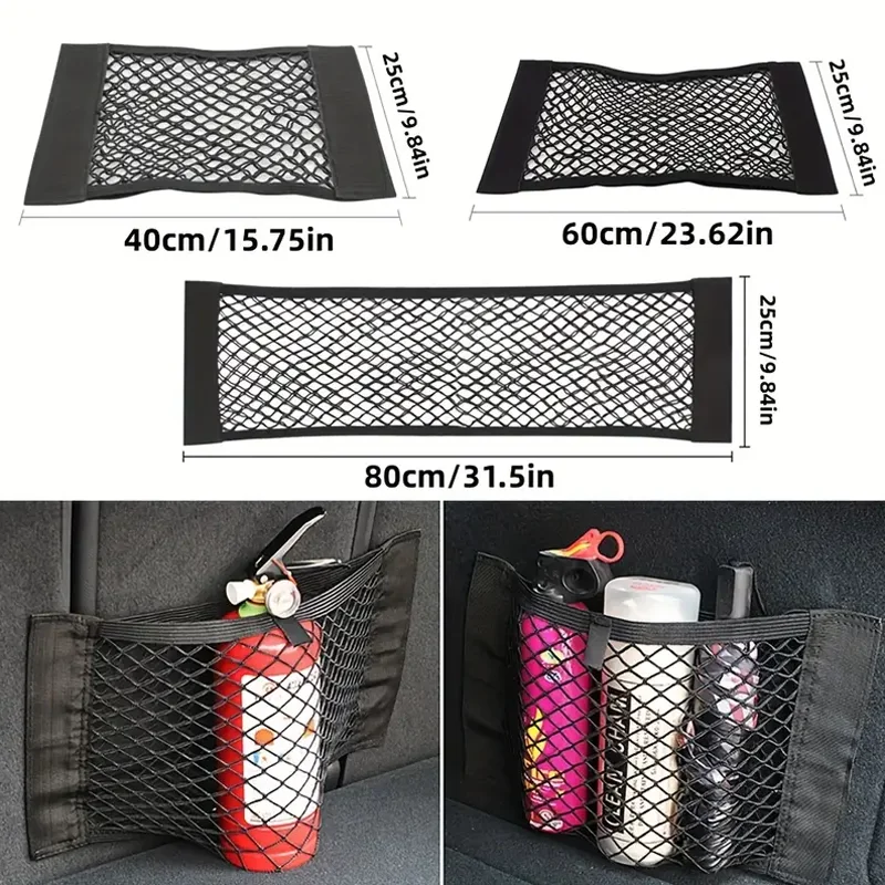 Auto-Aufbewahrungstasche, Sitztasche, elastisches Netz, Seil, Netzstoff, Klettverschluss, Aufbewahrungstasche