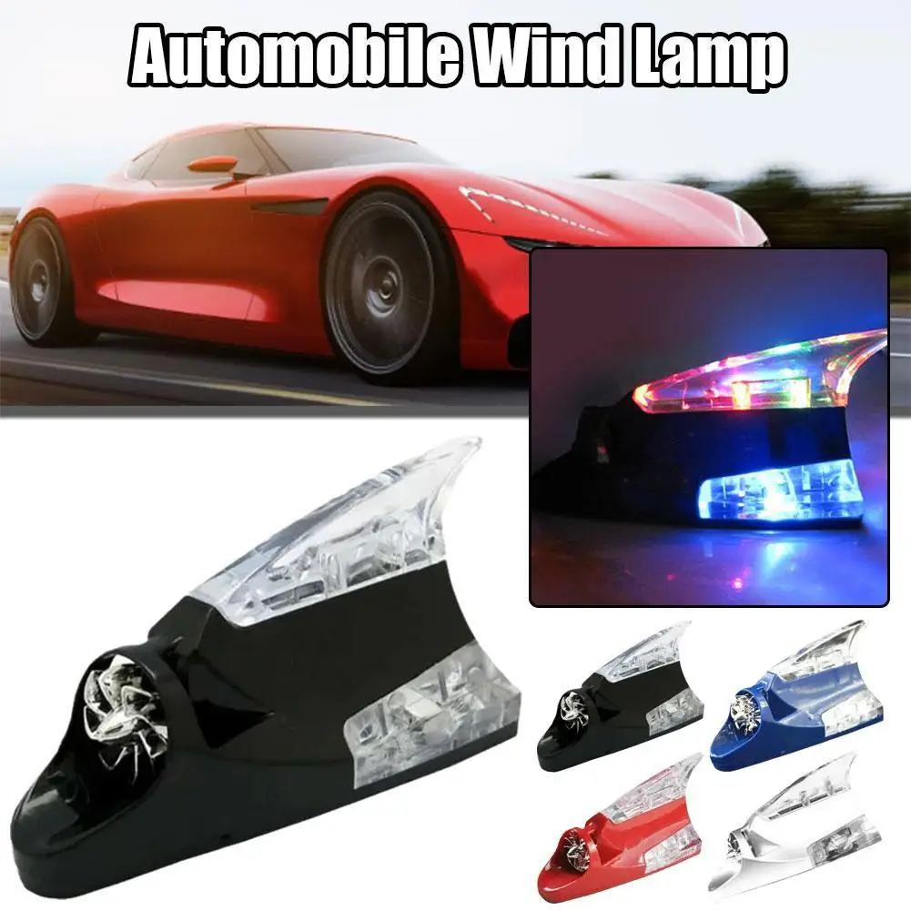 Wind Powered LED Anti Collision Light Warning Lights Universal Shark Fin Antenna Light Automobile Modeling Decorating Accessorie