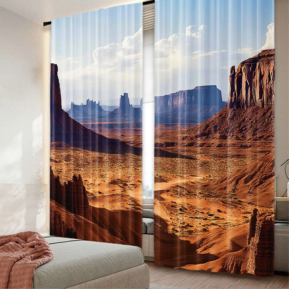 2Pcs Desert Curtain Monument Valley View From John Fords Point Merritt Butte Sandstone For Bedroom Living Room And Dining Room