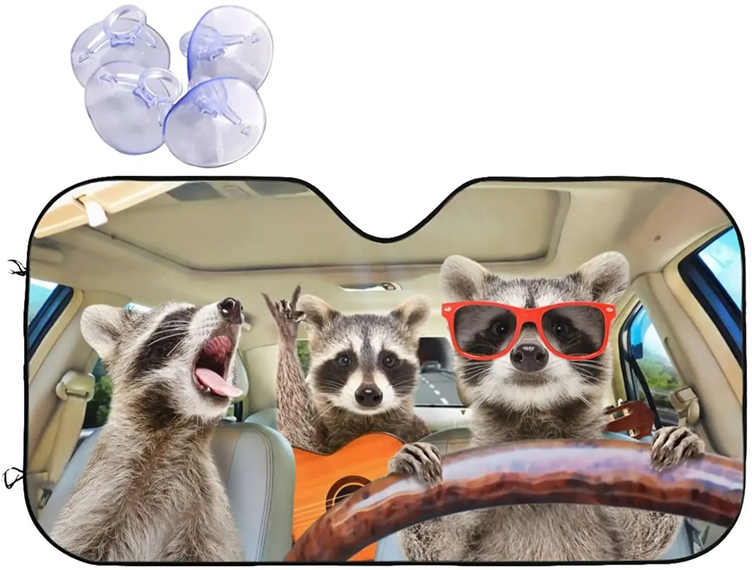 

Funny Raccoon Animals Windshield Sun Shade for Car SUV Truck Foldable Uv Ray Reflector Front Window Sun Shade Auto Parts