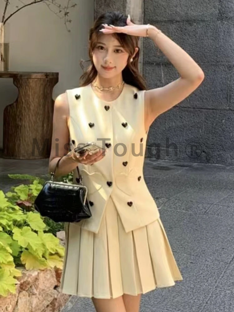 Elegant Vintage High Street 2 Piece Set Women Solid Casual Chic Mini Skirt Suit Female Slim Tops+High-waisted Skirt Summer New