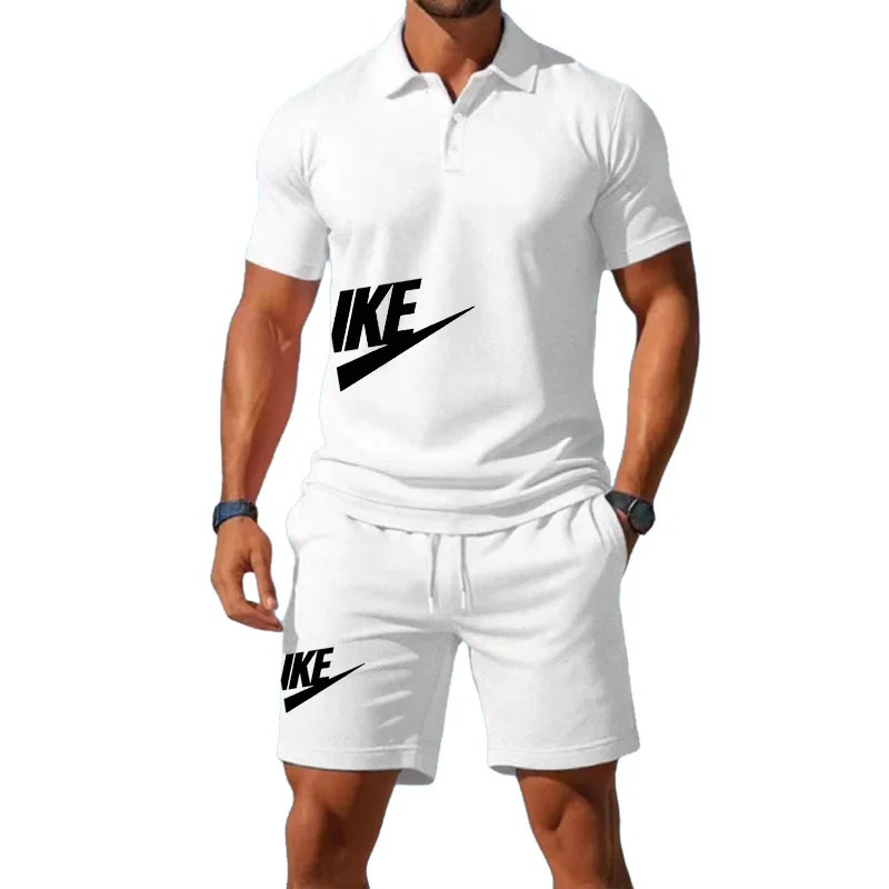 

Men's summer youth short-sleeved T-shirt - Features a collar and three buttons - Offers multiple sizes and colors for selection