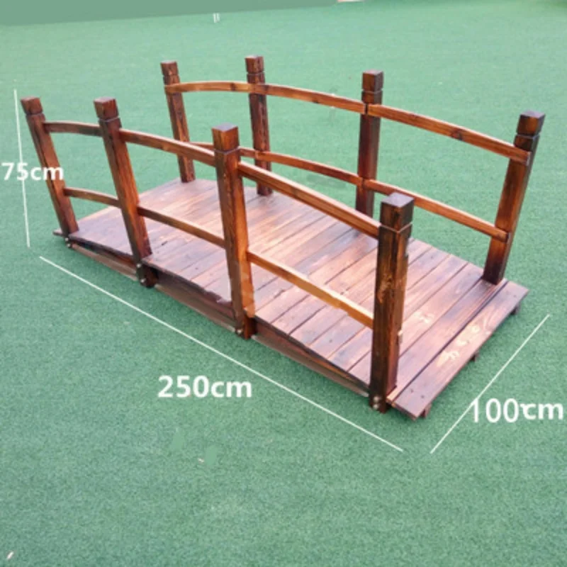 فناء حديقة جسر من الخشب الصلب المتفحم Xiaoxi جسر عرض خشبي بركة في الهواء الطلق