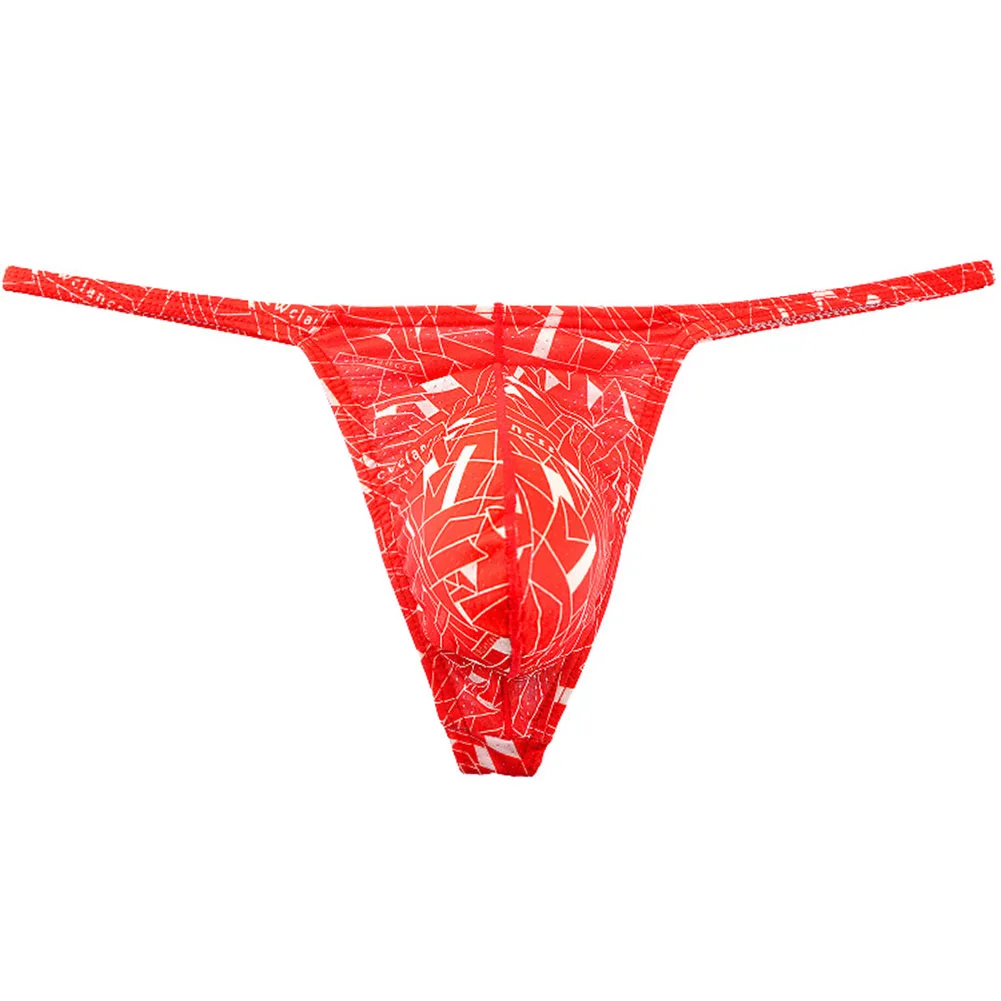 Mens Print Thong Underwear Tangas Briefs Gstring with Bulge Pouch Low Rise Breathable Underpants for Active Lifestyle